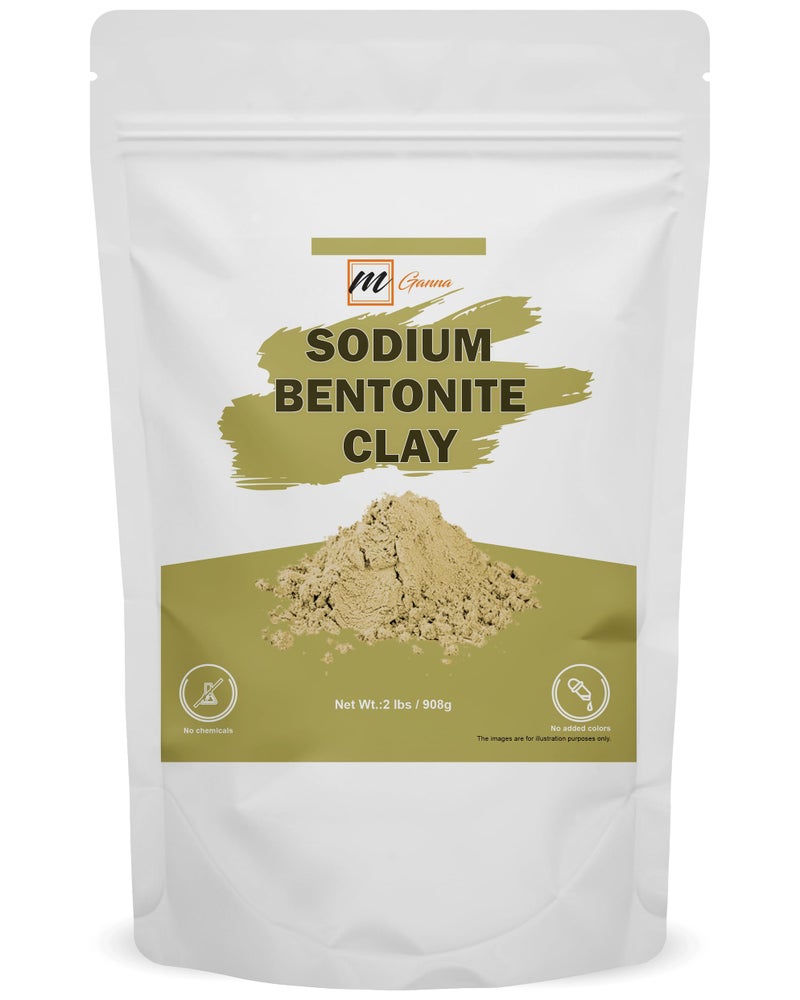 mGanna 100 Natural Sodium Bentonite Clay Powder for Facial Masks Creams Body Wraps Soft Peels and Scrubs and Soap Making 2 LBS  908 GMS
